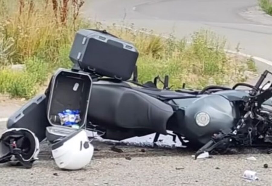 Davyd Dubnytskyy's motorcycle after the accident